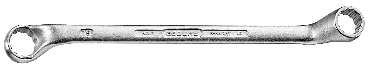 Gedore Doppelringschlüssel 2, SW 30 x 32 mm, Länge 370 mm, CV-Stahl, tief gekröpft, Zwölfkant mit UD-Profil