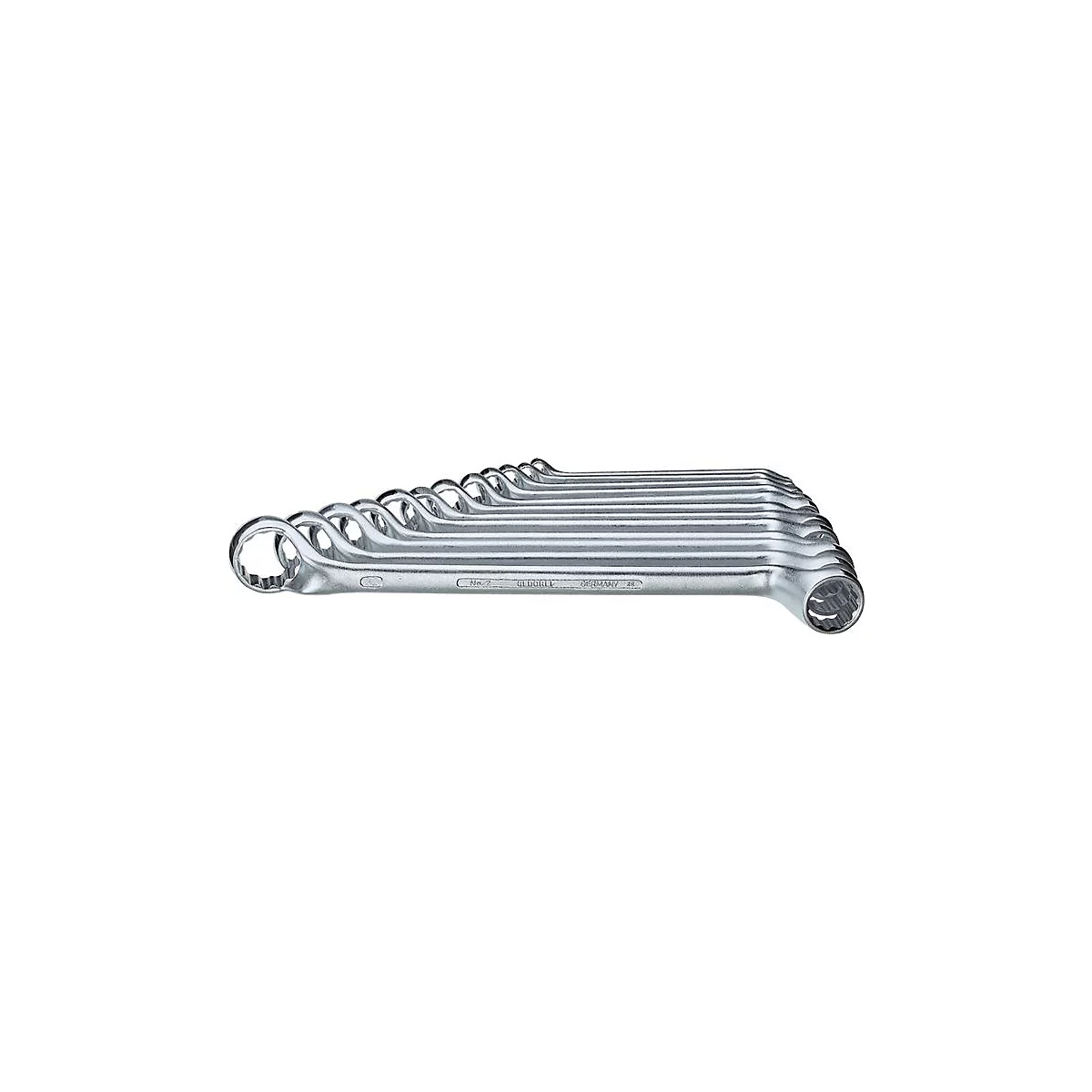 GEDORE dubbelsleutelset 2-8, diep verzet, AF 6-22 mm, 8-delig, CV-staal, verchroomd, DIN 838/ISO-normen