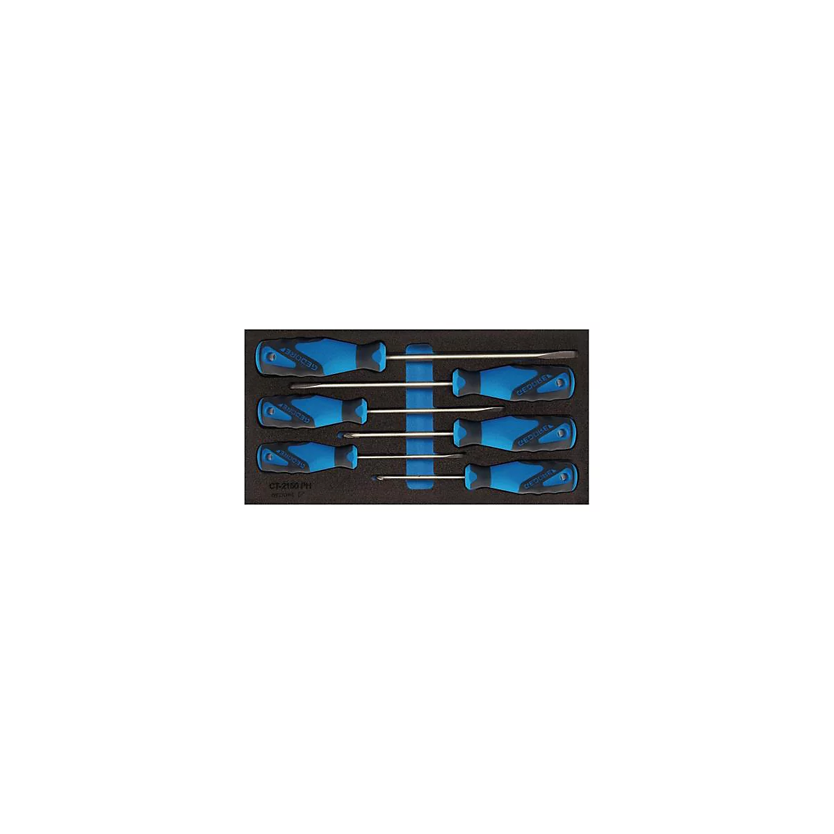 Gedore gereedschapsbak 1500 CT1-2150 PZ, 1/3 module, incl. schroevendraaier-assortiment, 6 st, B 157,5 x D 310 x H 35 mm, schuimrubber, zwart/blauw