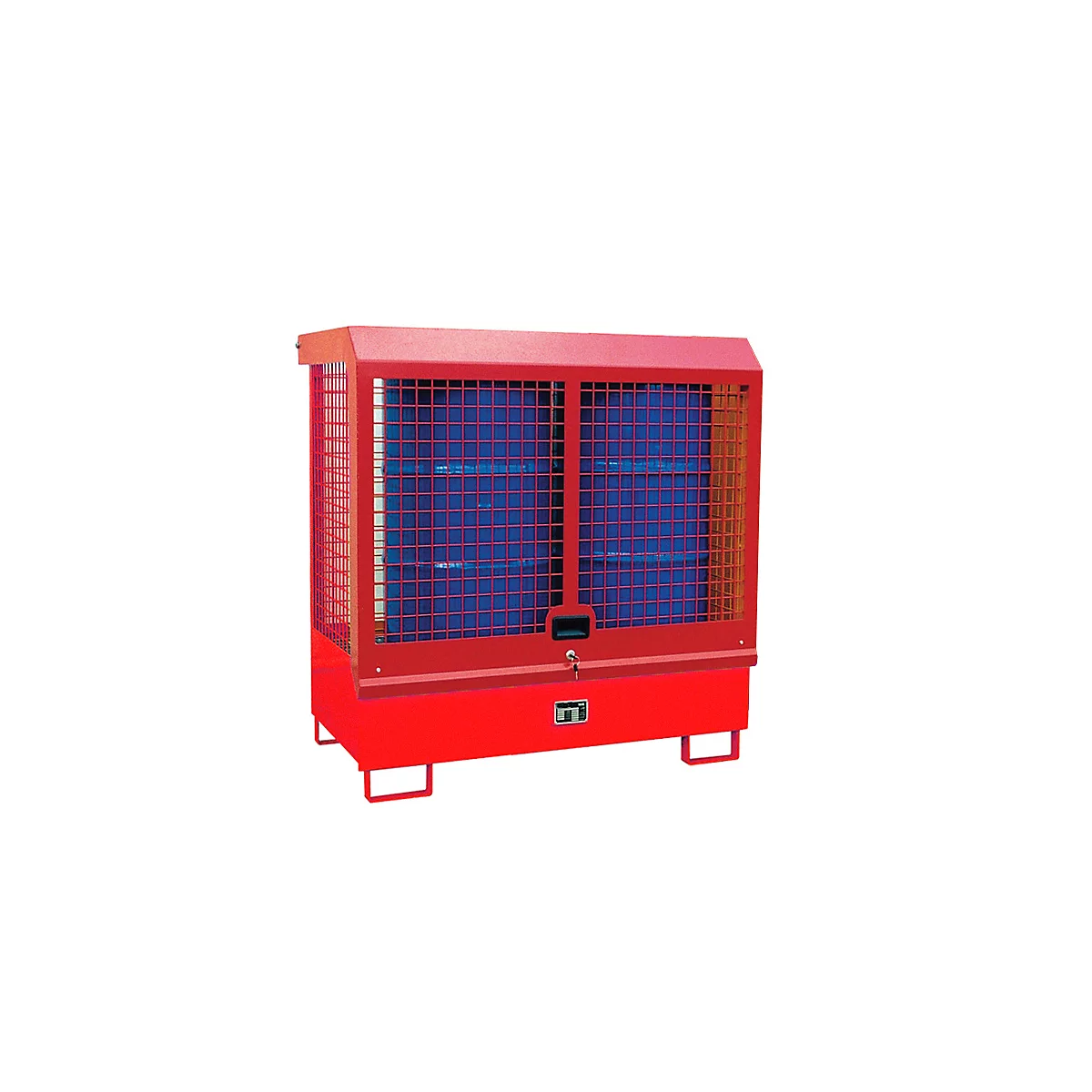 Gefahrstoff-Depot Typ GD-C BAUER, Stahl, L 1430 x B 820 x H 1390 mm, Zylinderschloss, Auffangvolumen 220 I, feuerrot RAL 3000