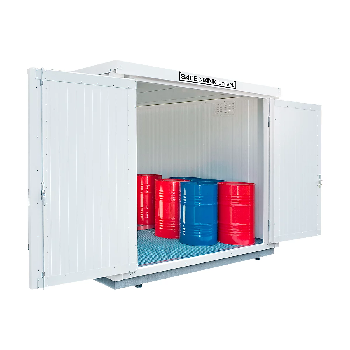 Gefahrstoffcontainer SAFE Tank 1000 KTC, isoliert, RAL 9002 grauweiß, B 3050 x T 2170