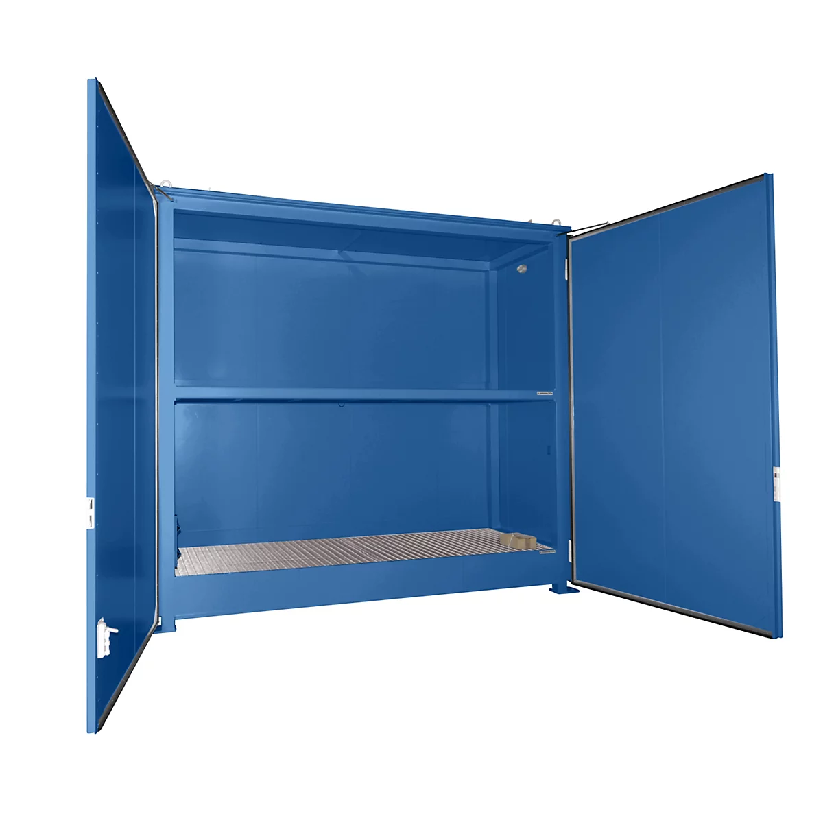 Geïsoleerde rekkenbak BAUER CEH 36-2, staal, dubbele vleugeldeur, B 3850 x D 1500 x H 3550 mm, blauw