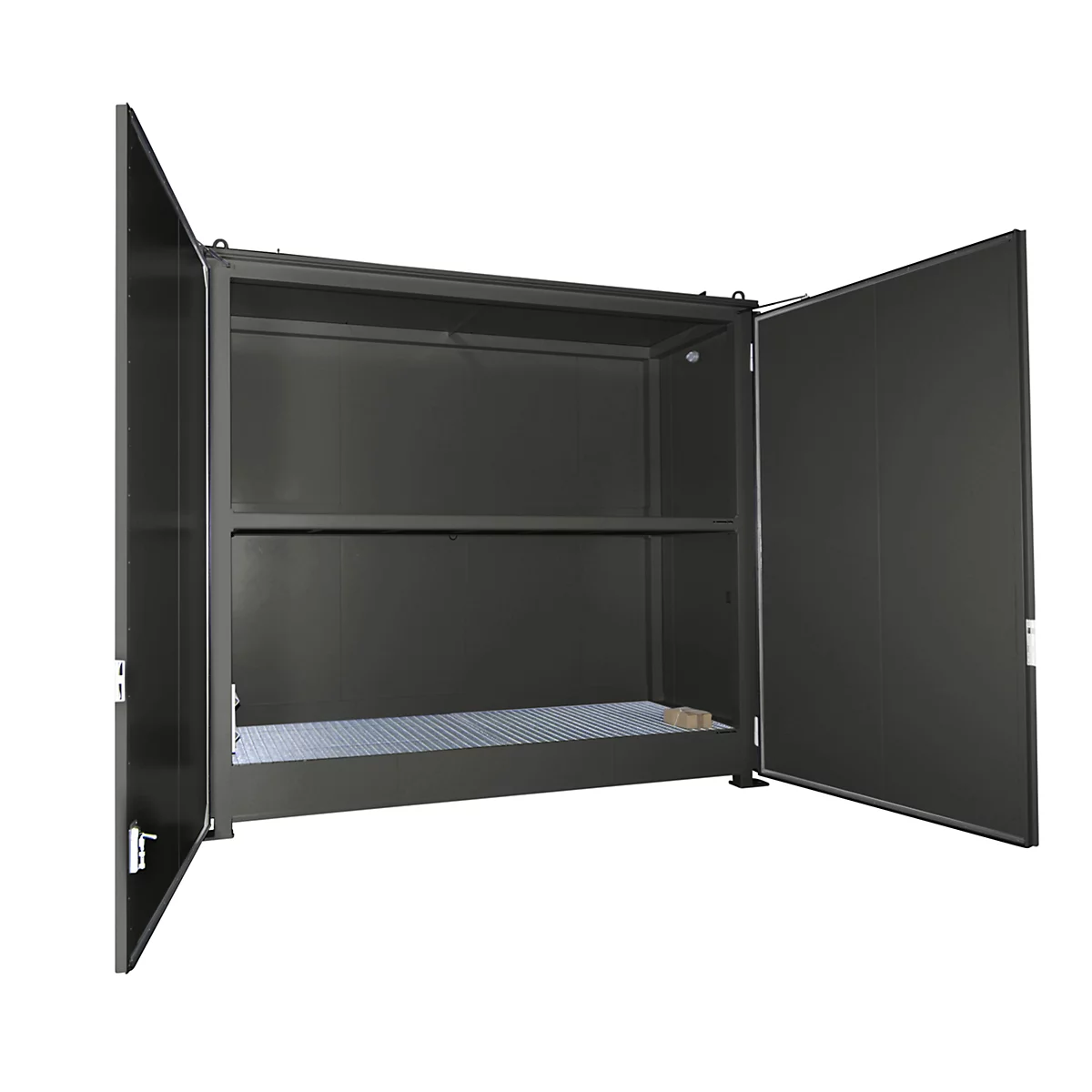 Geïsoleerde rekkenbak BAUER CEH 36-2, staal, dubbele vleugeldeur, B 3850 x D 1500 x H 3550 mm, grijs