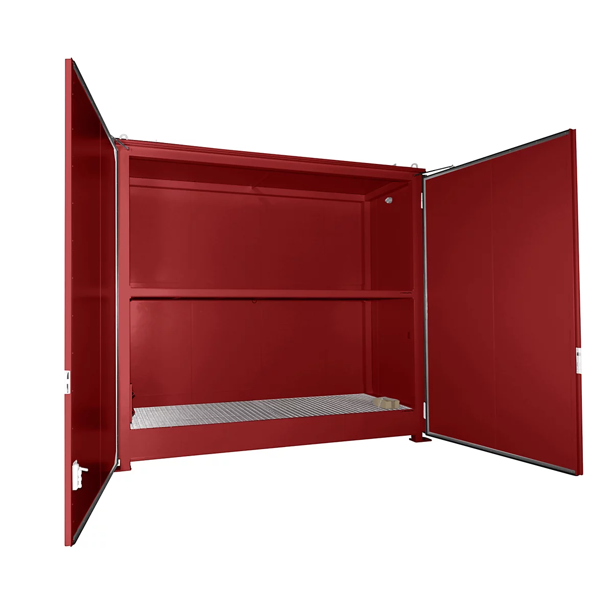 Geïsoleerde rekkenbak BAUER CEH 36-2, staal, dubbele vleugeldeur, B 3850 x D 1500 x H 3550 mm, rood