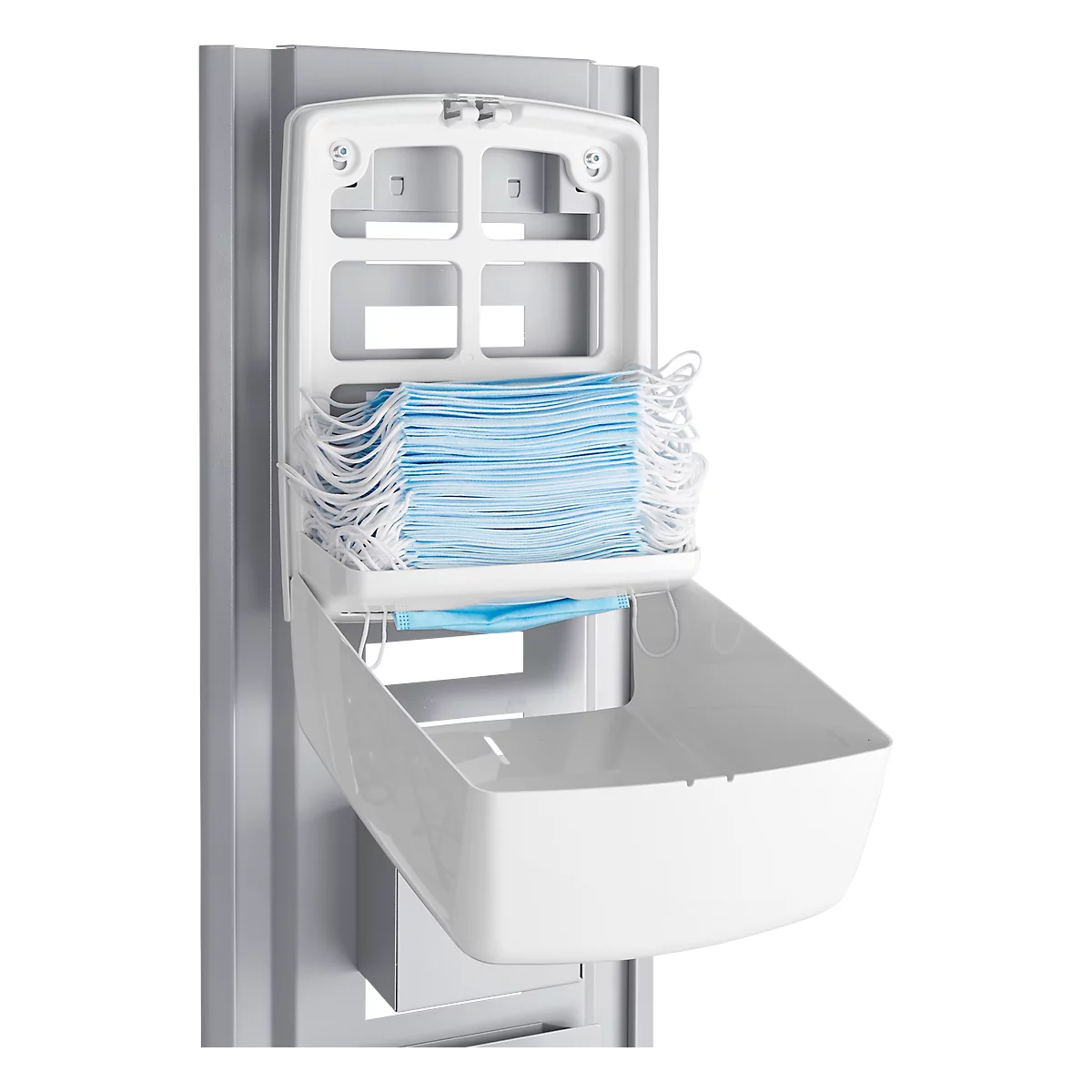 Gelaatsmasker/&#8203;handdoekdispenser voor modulair basishygiënestation, kijkvenster, met adapter, B 280 x D 135 x H 365 mm