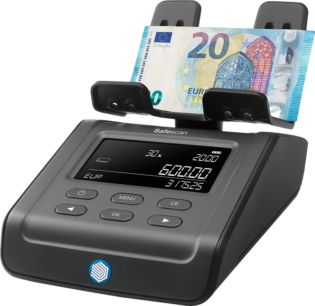 Geldwaage Safescan 6165 G3, für Münzen & Banknoten, 13 vorinstallierte Währungen, Additions- & Druckfunktion