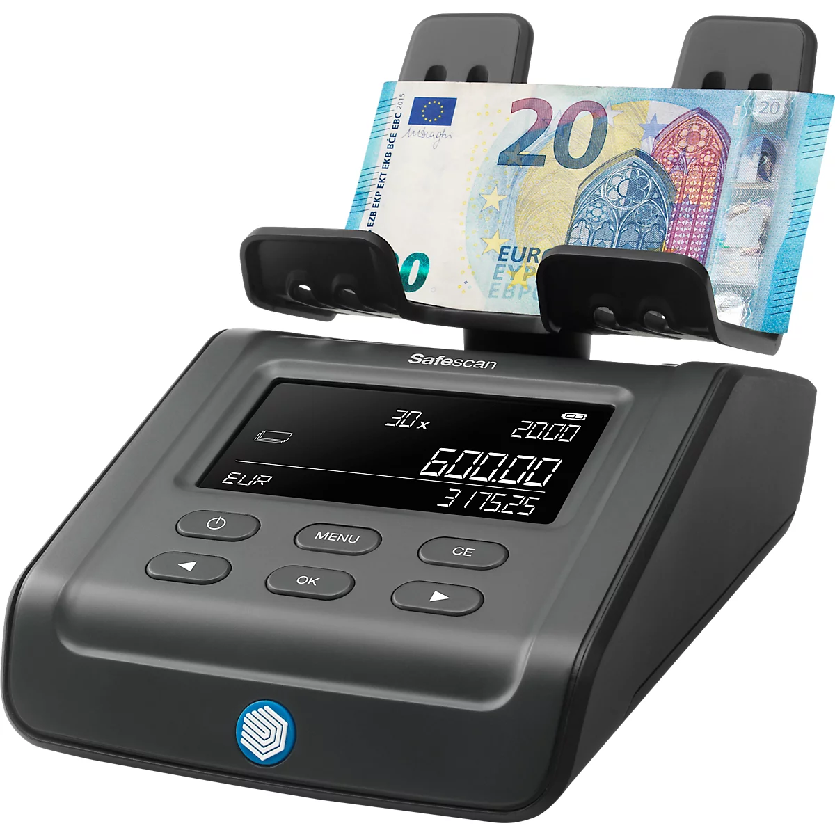 Geldwaage Safescan 6165 G3, für Münzen & Banknoten, 13 vorinstallierte Währungen, Additions- & Druckfunktion