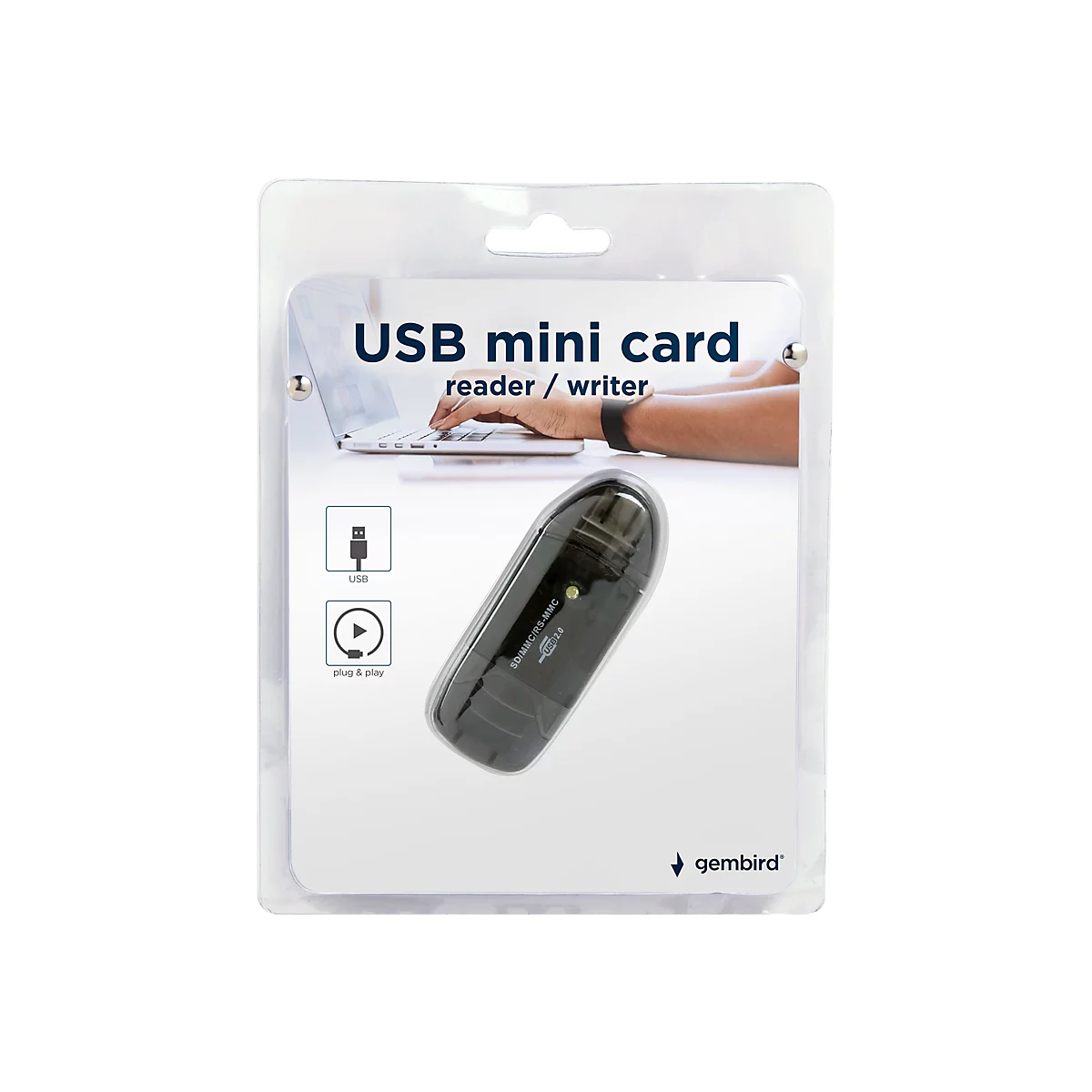 Gembird FD2-SD-1 - Kartenleser (MMC, SD, RS-MMC) - USB 2.0