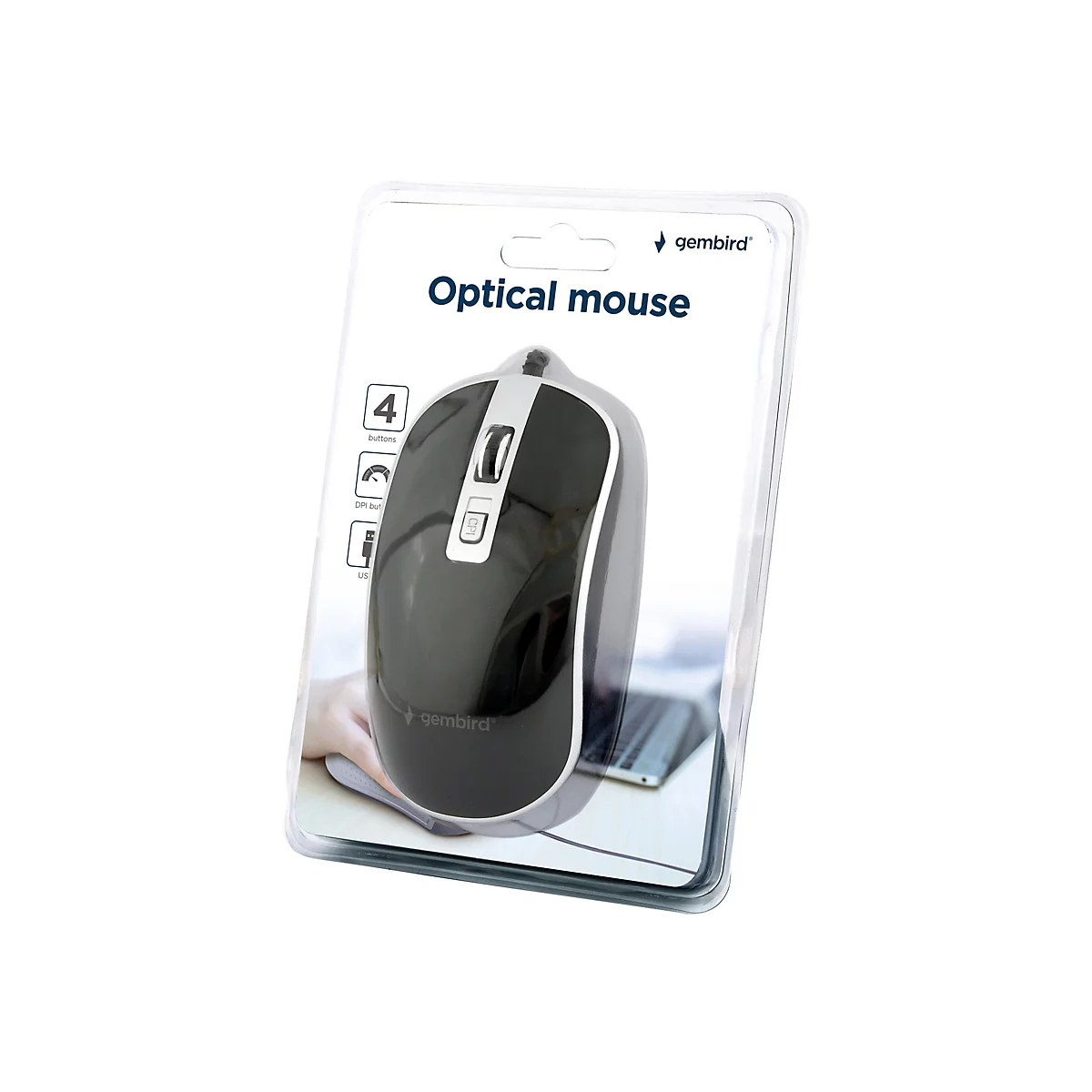 Gembird - Maus - optisch - 4 Tasten - kabelgebunden - USB