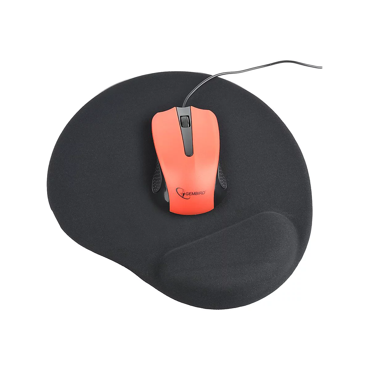 Gembird MP-GEL-BLACK - Mauspad mit Handgelenkpolsterkissen - Schwarz