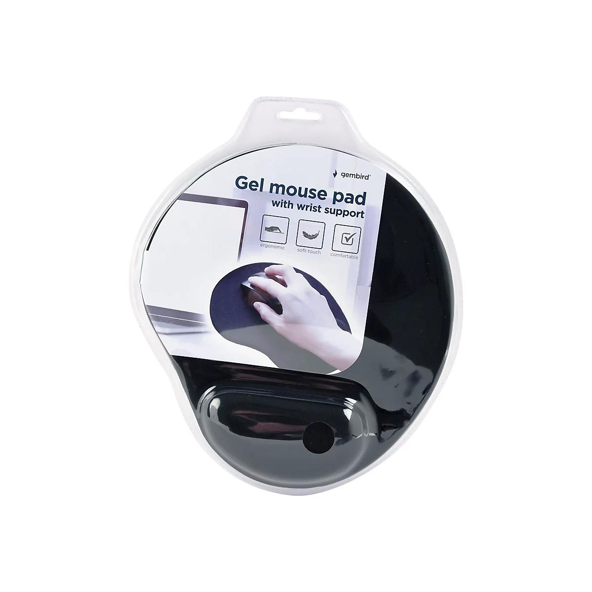 Gembird MP-GEL-BLACK - Mauspad mit Handgelenkpolsterkissen - Schwarz