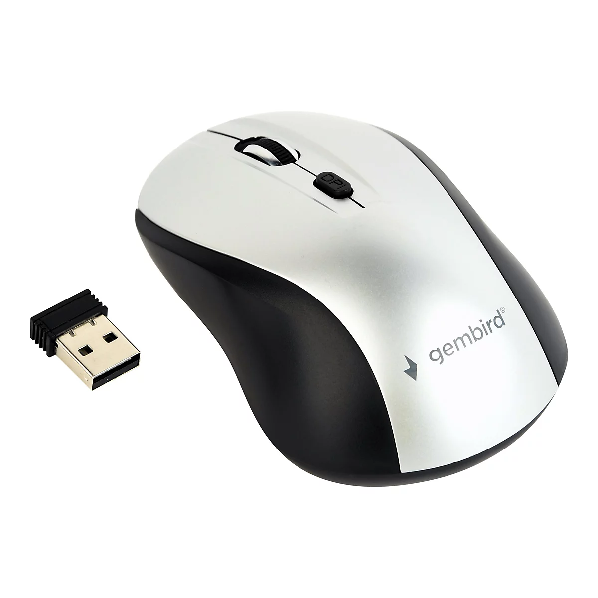 Gembird MUSW-4B-02-BS - Maus - 2.4 GHz - Schwarz/Silber