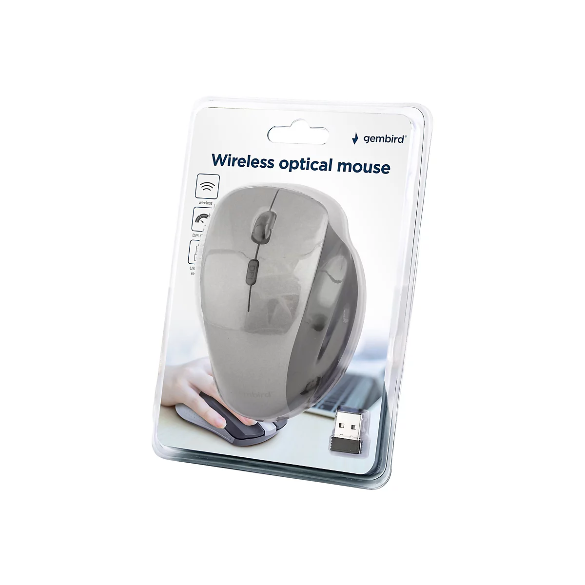 Gembird MUSW-6B-02-BG - Maus - ergonomisch - optisch - 6 Tasten - kabellos
