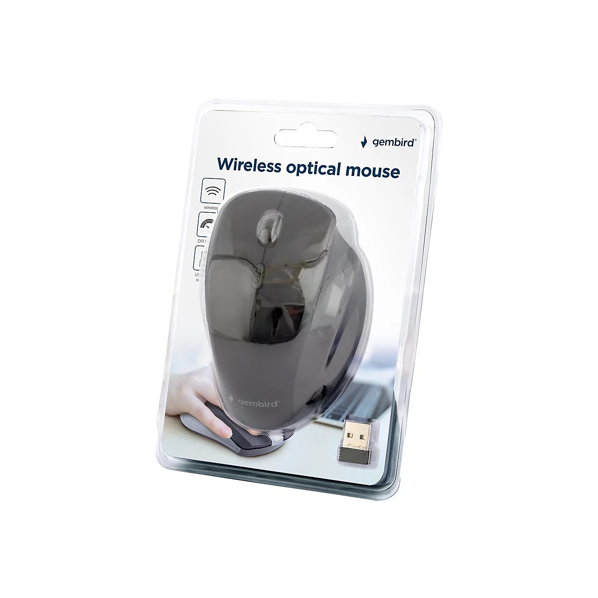 Gembird MUSW-6B-02 - Maus - ergonomisch - optisch - 6 Tasten - kabellos