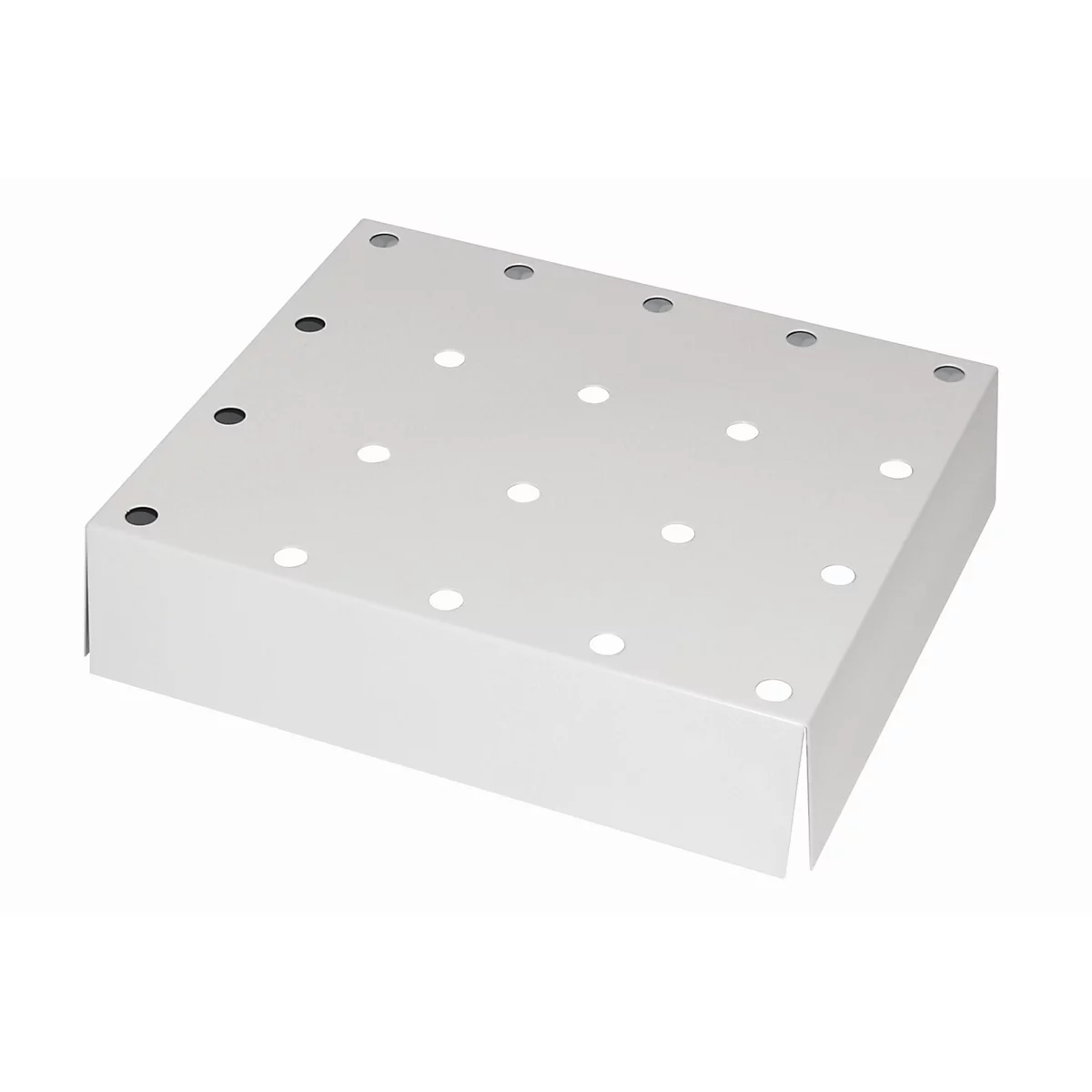 Geperforeerd plaatstalen inzetstuk Standaard voor asecos veiligheidskasten van de series S-30 en UB90, plaatstaal, lichtgrijs, B 420 x D 439 x H 60 mm, tot 75 kg