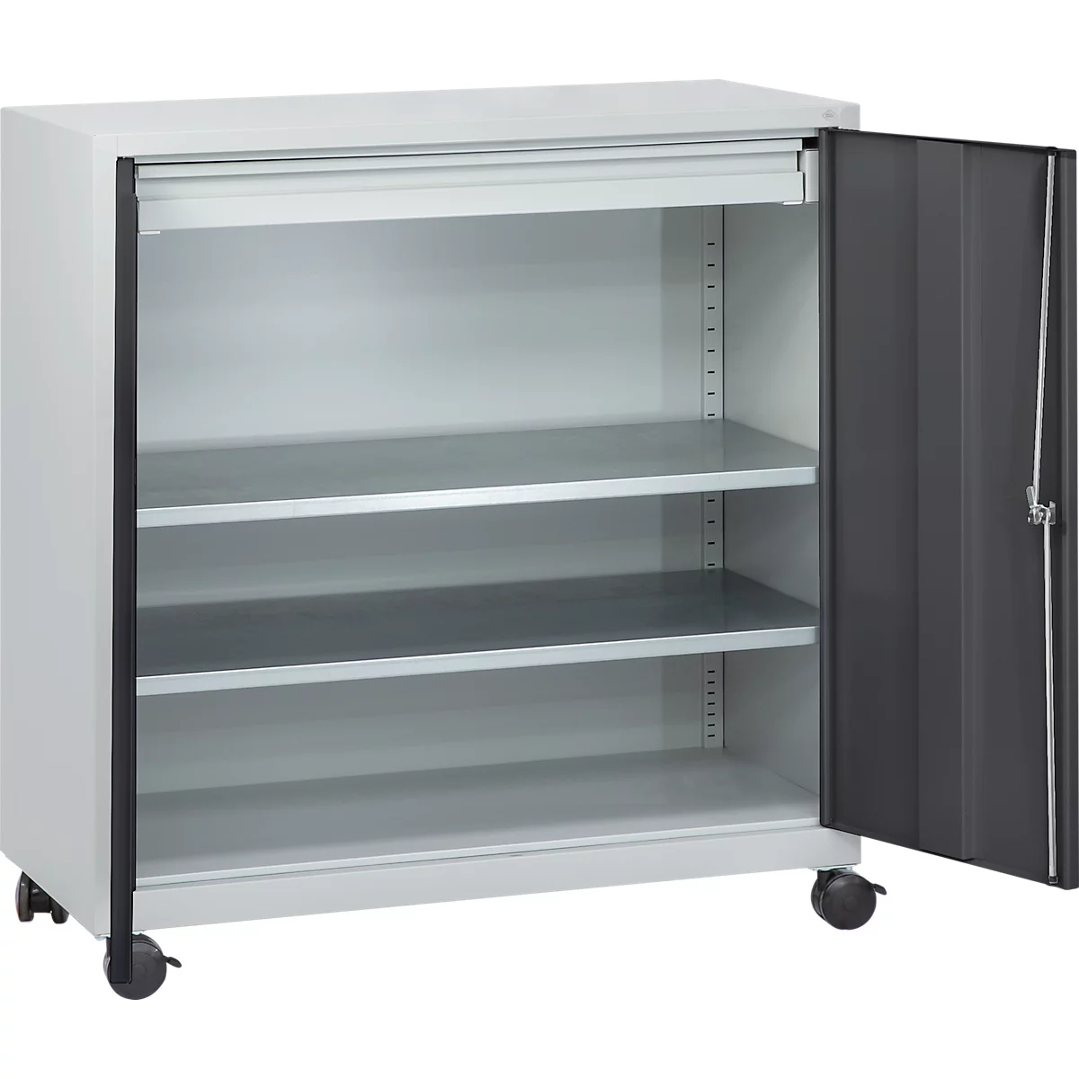 Gereedschapskast, met 4 wielen, 2 legplanken &amp; 1 lade, cilinderslot, B 1000 x D 500 x H 1000 mm, plaatstaal, lichtgrijs/antraciet