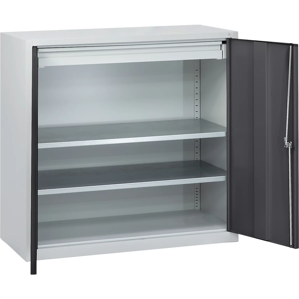 Gereedschapskast, veiligheidsslot, 2 legborden &amp; 1 lade, B 1000 x D 500 x H 1000 mm, plaatstaal, lichtgrijs/antraciet