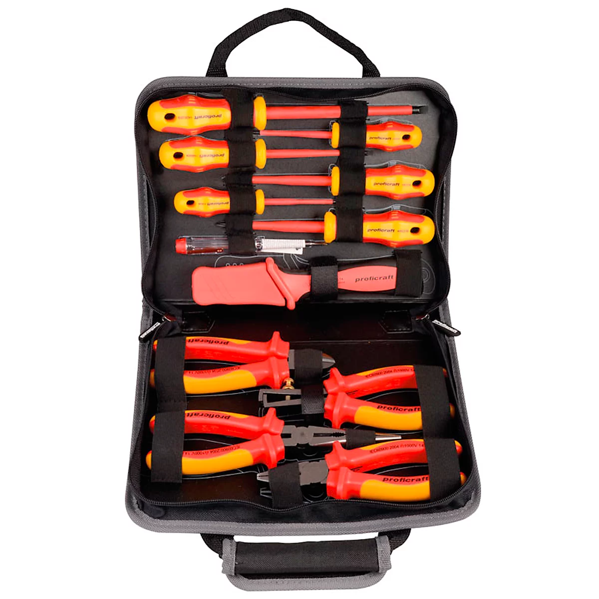 Gereedschapstas PROJAHN proficraft VDE ELEKTRO, 12-delig, in ergonom. stoffen draagtas, B 295 x D 230 x H 65 mm