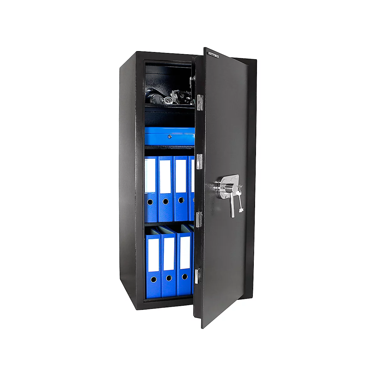 Geschäftstresor Rottner Monaco 120, Doppelbartschloss, B 600 x T 500 x H 1200 mm, Stahl, schwarz