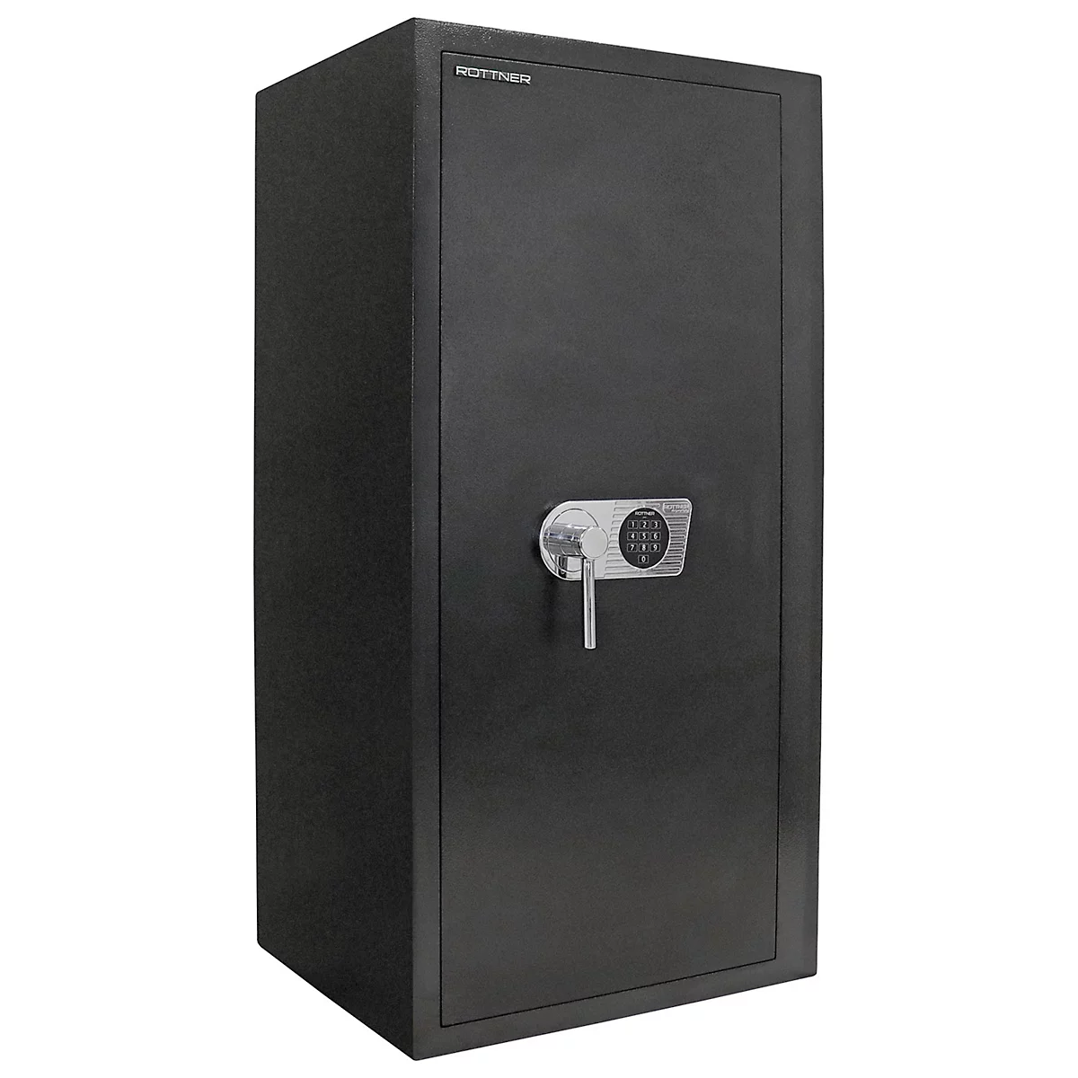 Geschäftstresor Rottner Monaco 120, Elektronikschloss, B 600 x T 500 x H 1200 mm, Stahl, schwarz