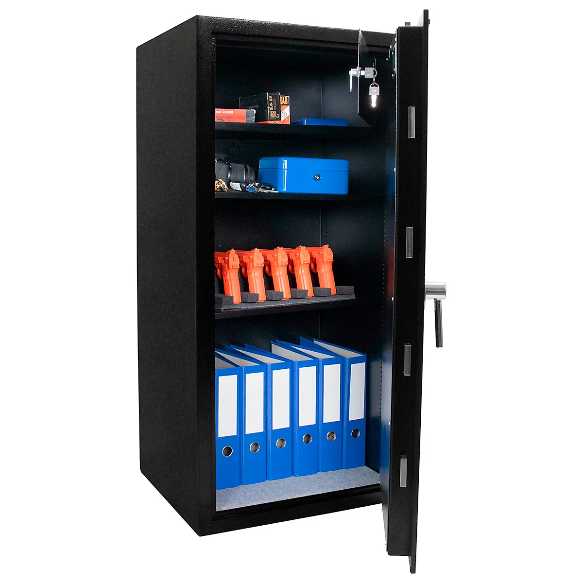 Geschäftstresor Rottner Monaco 120, Elektronikschloss, B 600 x T 500 x H 1200 mm, Stahl, schwarz