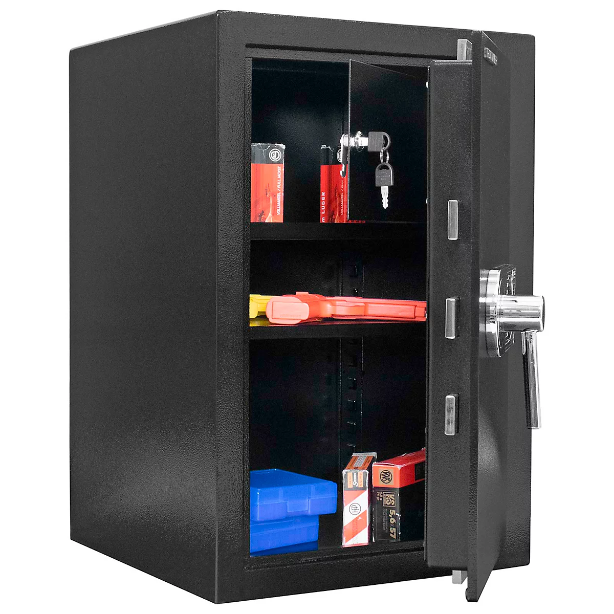 Geschäftstresor Rottner Monaco 65, Elektronikschloss, B 435 x T 445 x H 655 mm, Stahl, schwarz