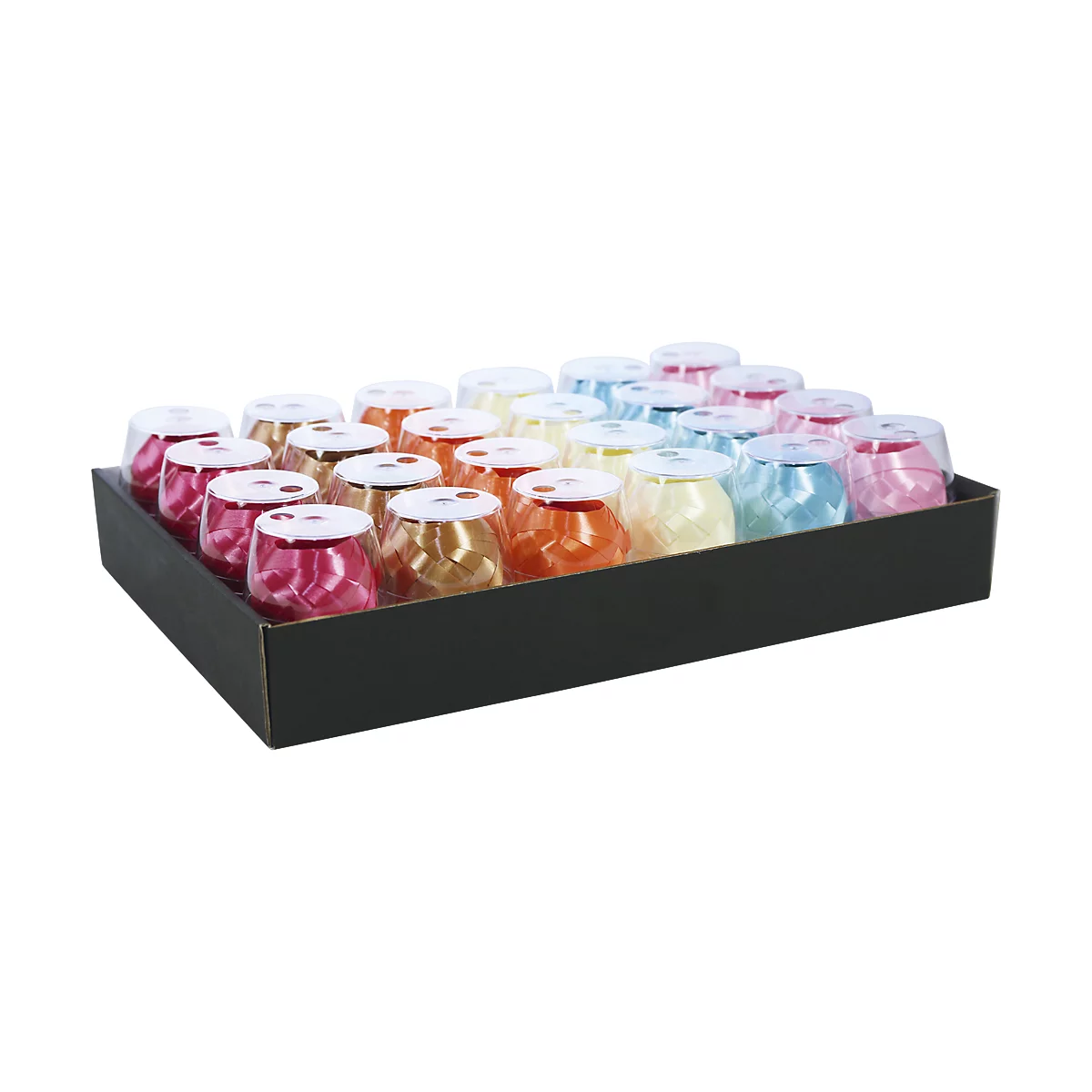 Geschenkbänder Clairefontaine Ringelbänder, 24 Stk., 10m x 7mm, glänzend, glatt, farblich sortiert