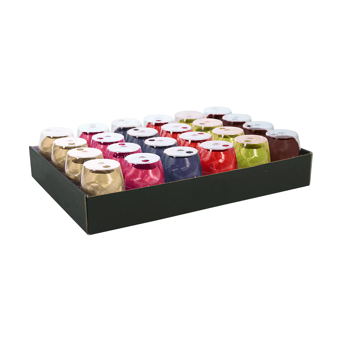Geschenkbänder Clairefontaine Ringelbänder, 24 Stk., 10m x 7mm, glänzend, glatt, farblich sortiert