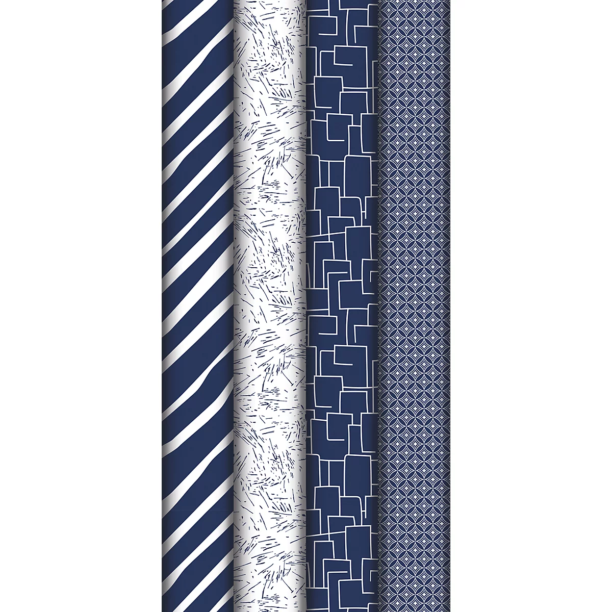 Geschenkpapier CLAIREFONTAINE Excellia Men in Blue, 30 Rollen, 200 × 70 cm, blau-weiss, 80g/m²
