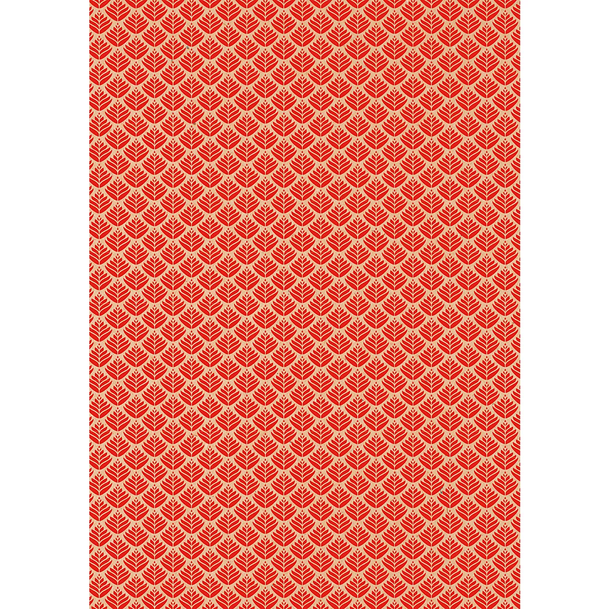 Geschenkpapier Clairefontaine Rote Blumen, blau-braun mit Blumendekor, 5 Tinyrollen mit jeweils L 5 m x B 350 mm
