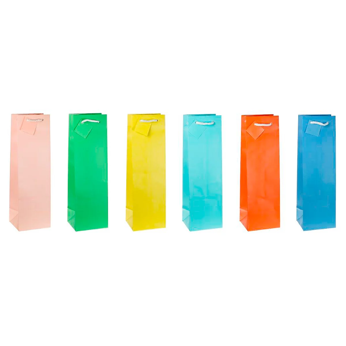 Geschenktas voor flessen 'trendkleuren', met draagkoord &amp; etiket, B 100 x D 90 x H 330 mm, PP-folie, 12 stuks geassorteerde kleuren