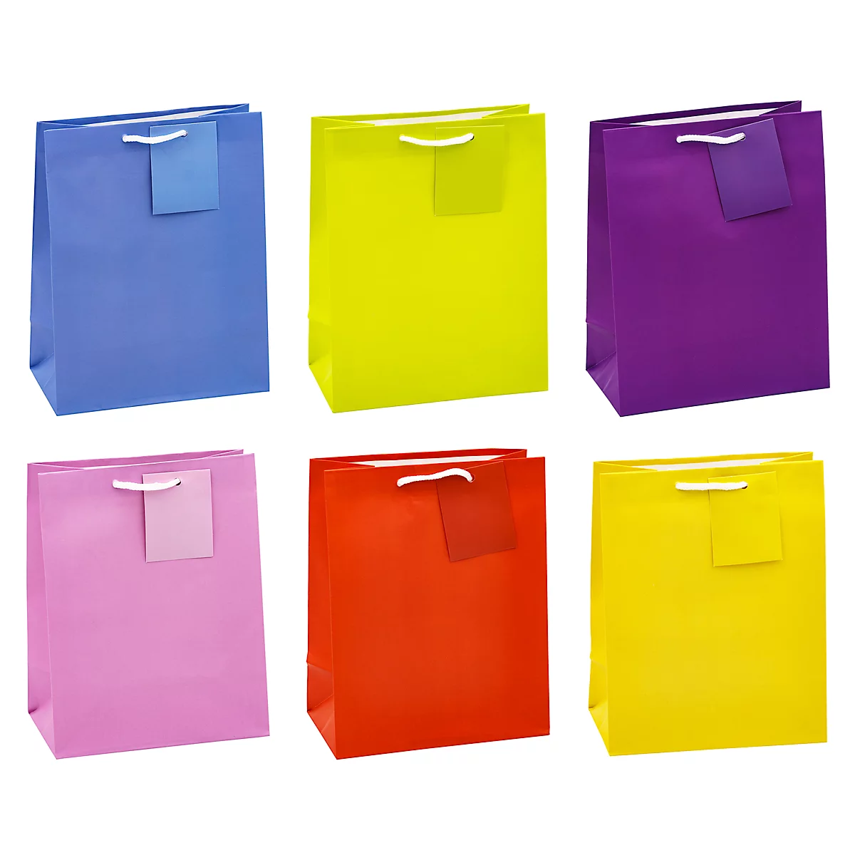 Geschenktasje 'Trendkleuren', formaat A5, met draagkoord &amp; label, B 180 x D 100 x H 230 mm, PP-folie, 12 stuks geassorteerde kleuren