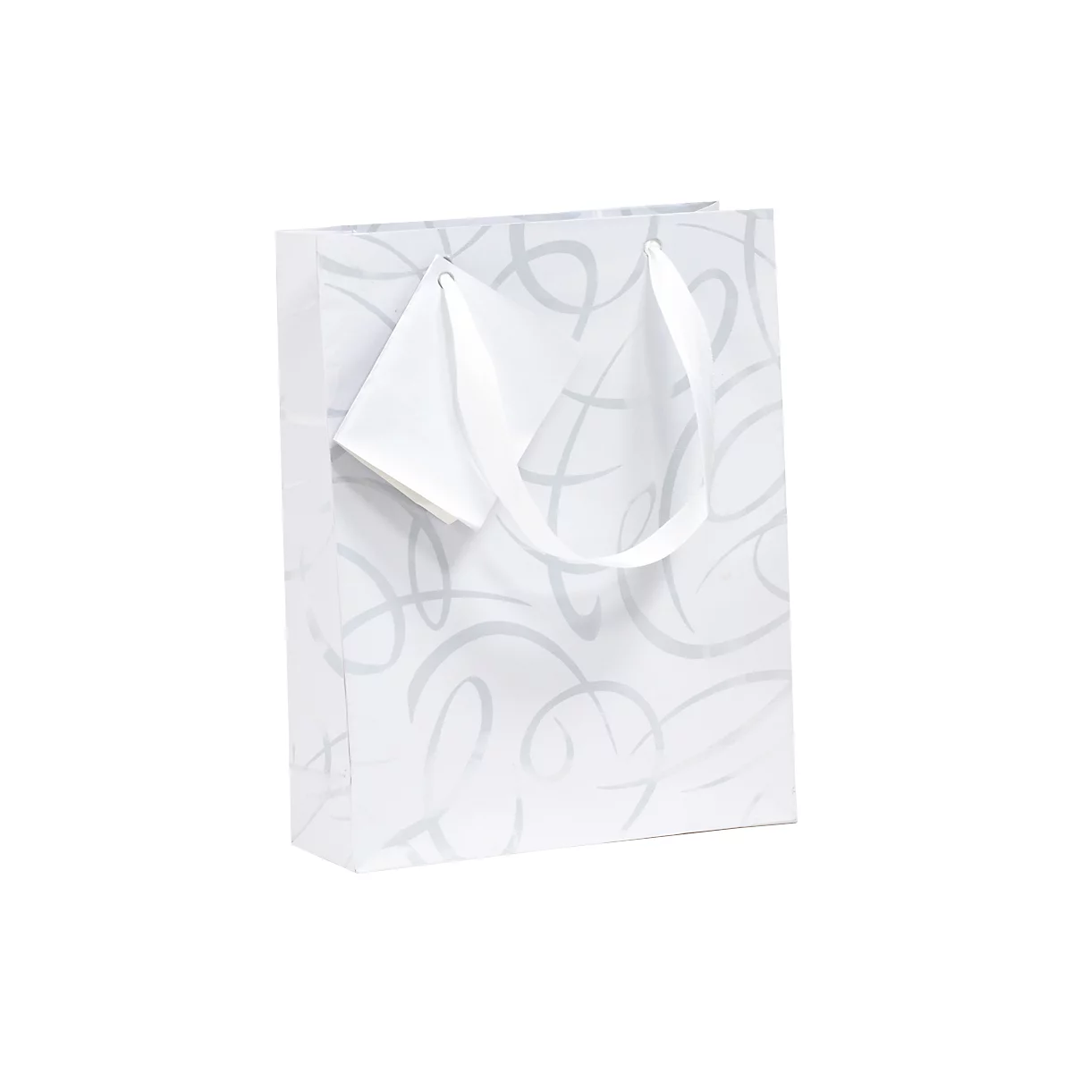 Geschenktüte CLAIREFONTAINE Premium weiss, Grösse M, Satin-Tragebänder, reissfest, PP-beschichtet, weiss, 5 Stk.