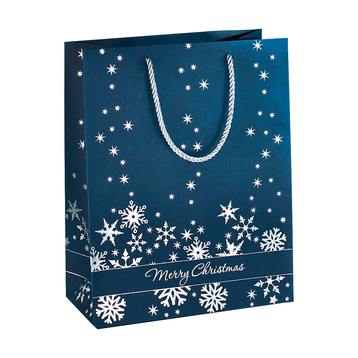 Geschenkzak Silver Snowflakes, 260 x 330 x 125 mm, 3 stuks