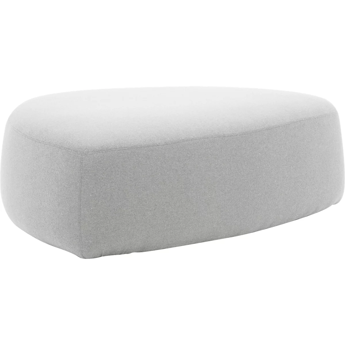 Gestoffeerd meubilair Leyform GOGO Pouf, groot, ovaal, B 1240 x D 1090 x H 440 mm, met glijders, stoffen bekleding, lichtgrijs