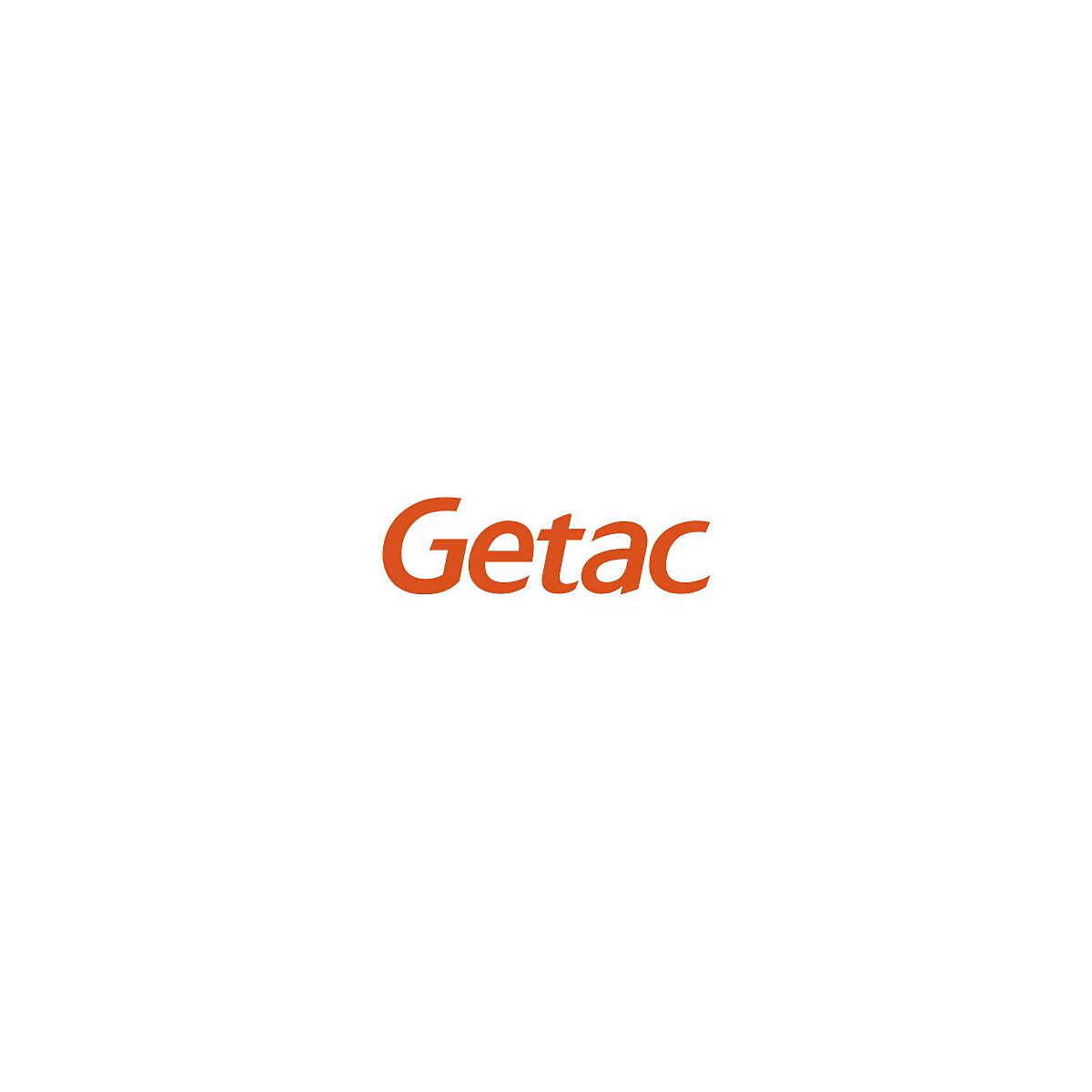 Getac-Logo in orange Farbe auf weißem Hintergrund.