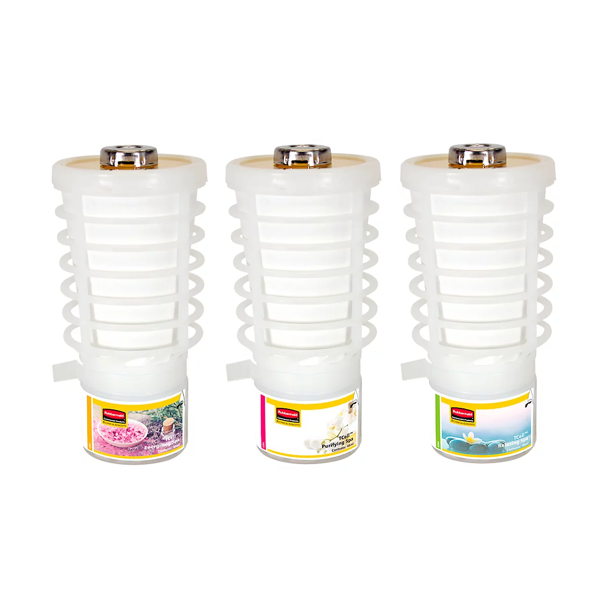 Geurdispenser navulset Rubbermaid TCell 1.0, 6 luchtverfrissers per verpakking, Relaxing Spa
