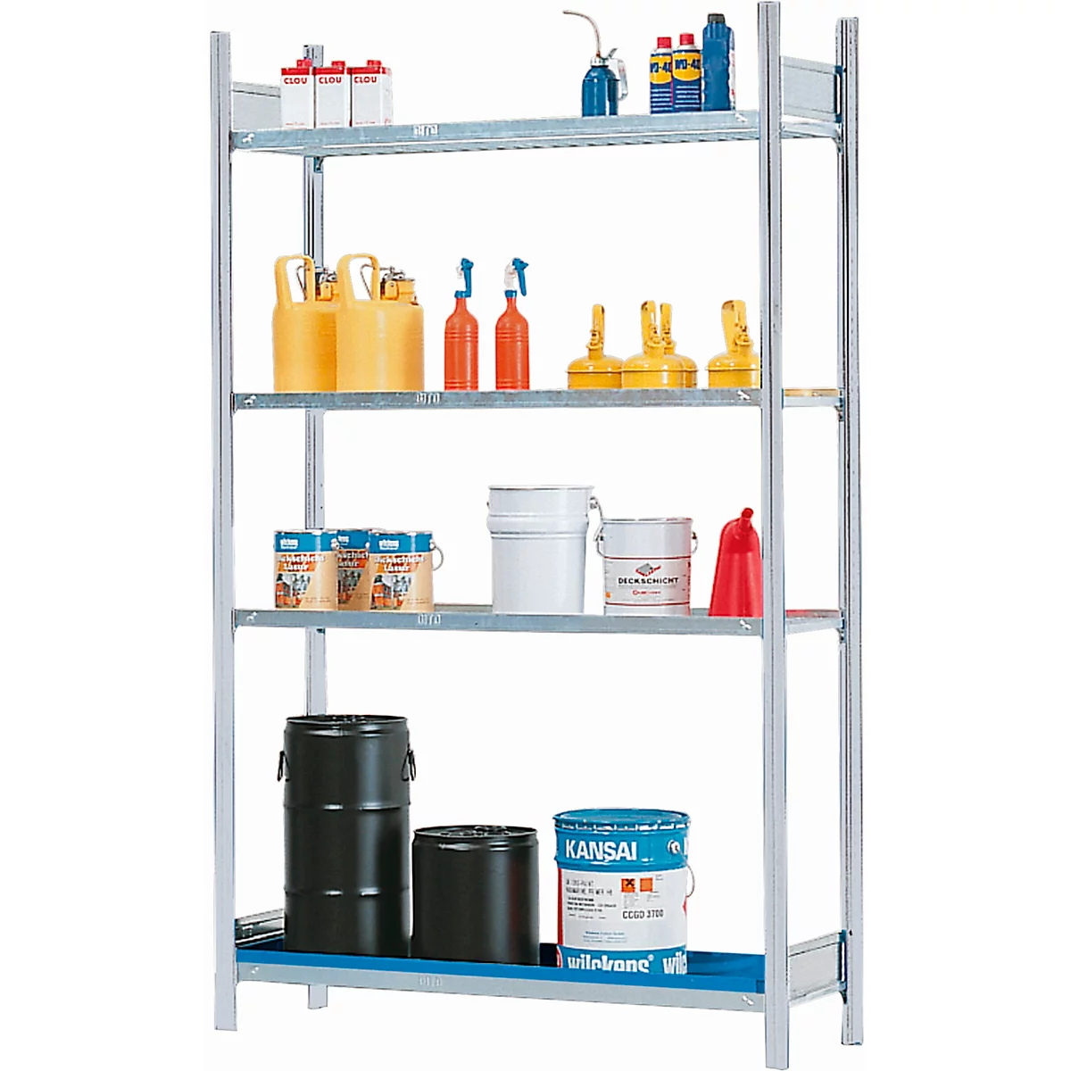 Gevaarlijke stoffen stelling asecos REG 1364, B 1360 x D 640 x H 2000 mm, met opvangbak van 40 l en 3 stalen legborden