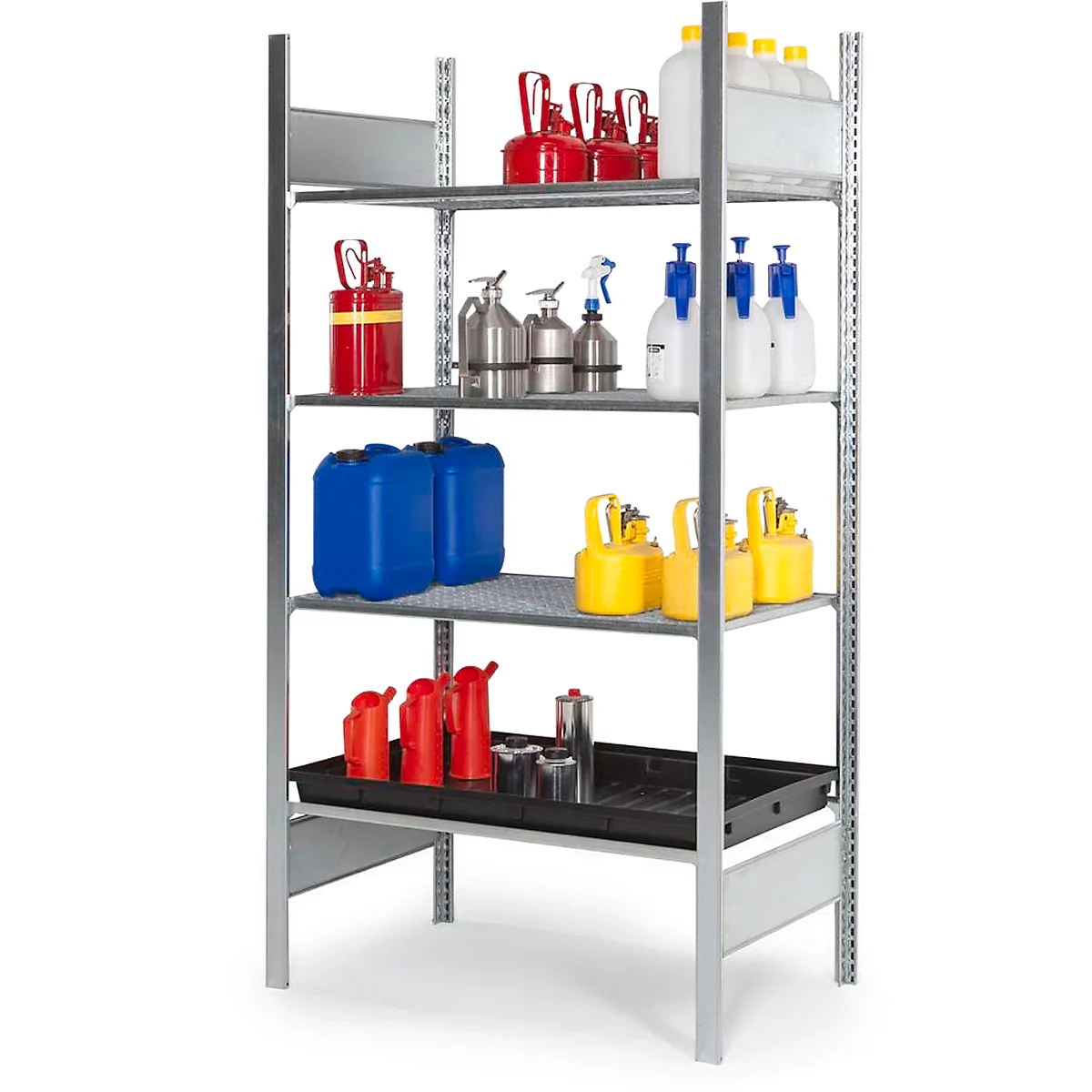 Gevaarlijke stoffen stelling asecos RSG-V 1064, B 1060 x D 640 x H 2000 mm, met 28 l PE opvangbak, 3 roosterplanken van verzinkt staal