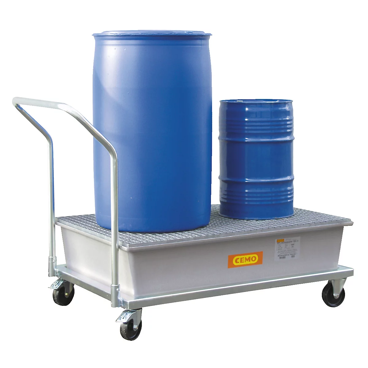 GFK-Auffangwanne 220/2-mobil CEMO, fahrbar, 220 l Auffangvolumen, B 1520 x T 860 x H 1080 mm