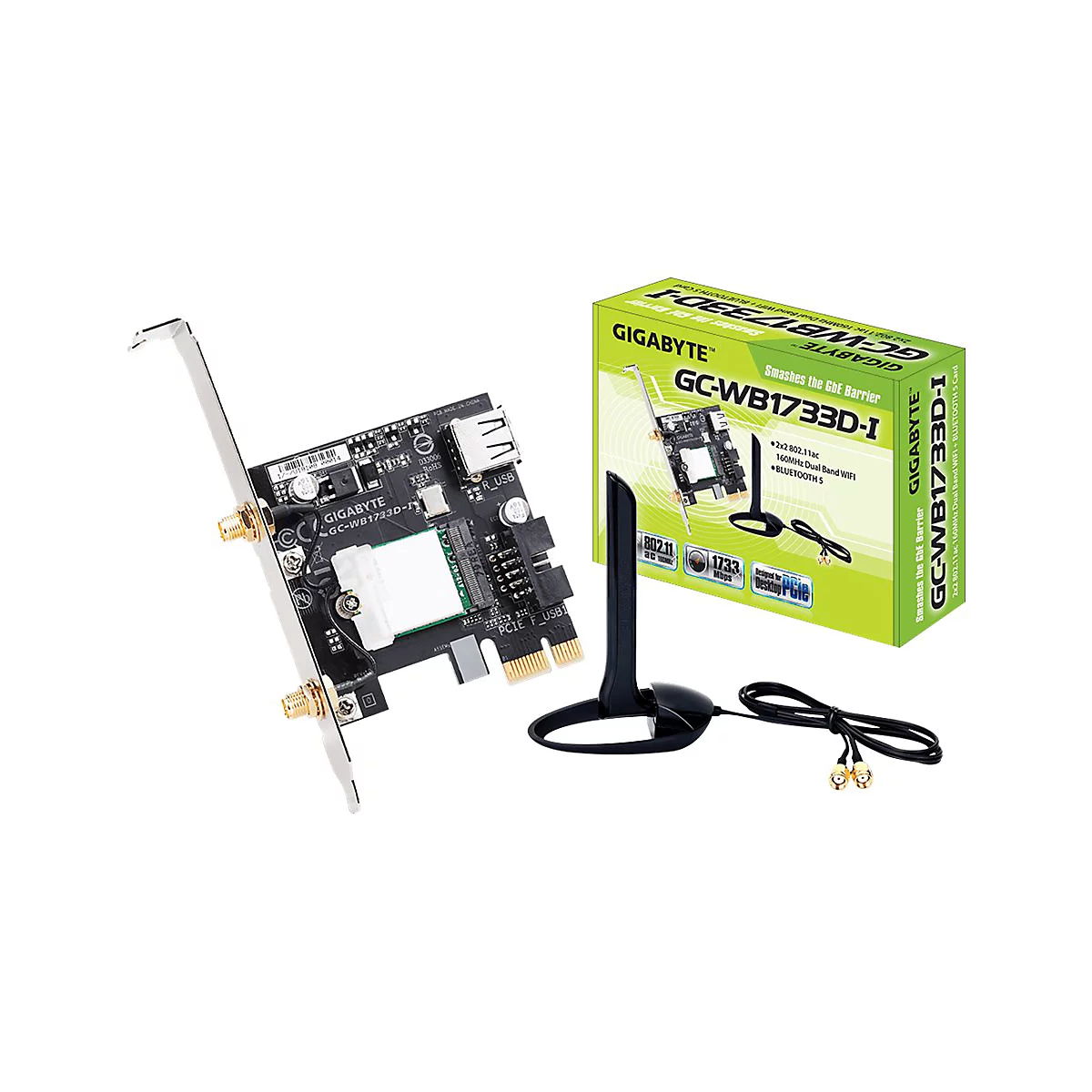 Gigabyte GC-WB1733D-I (rev. 1.0) - Netzwerkadapter - PCIe - 802.11a, 802.11b/g/n, Wi-Fi 5, Bluetooth 5.0