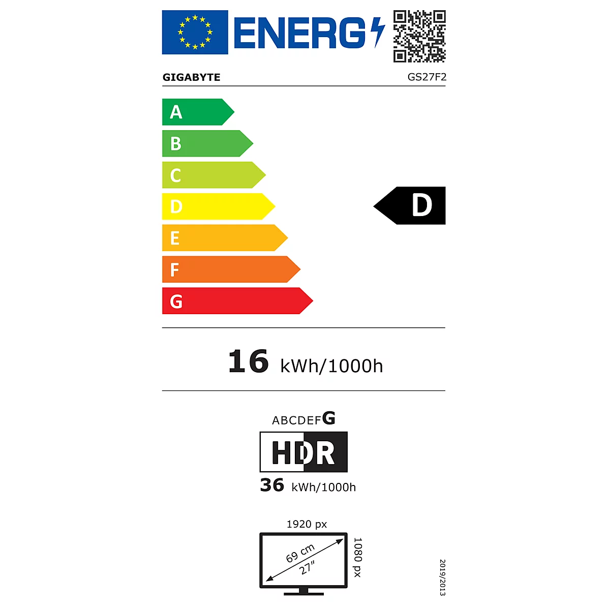 Energielabel mit Energieeffizienzklasse
