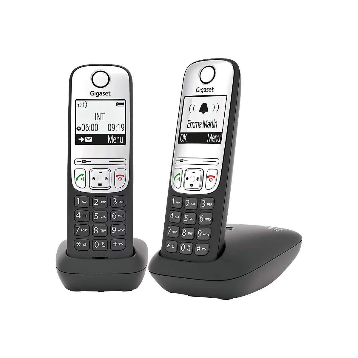 Gigaset A690 Duo - Schnurlostelefon mit Rufnummernanzeige - ECO DECTGAP - dreiweg Anruffunktion - Schwarz + zusätzliches Handset