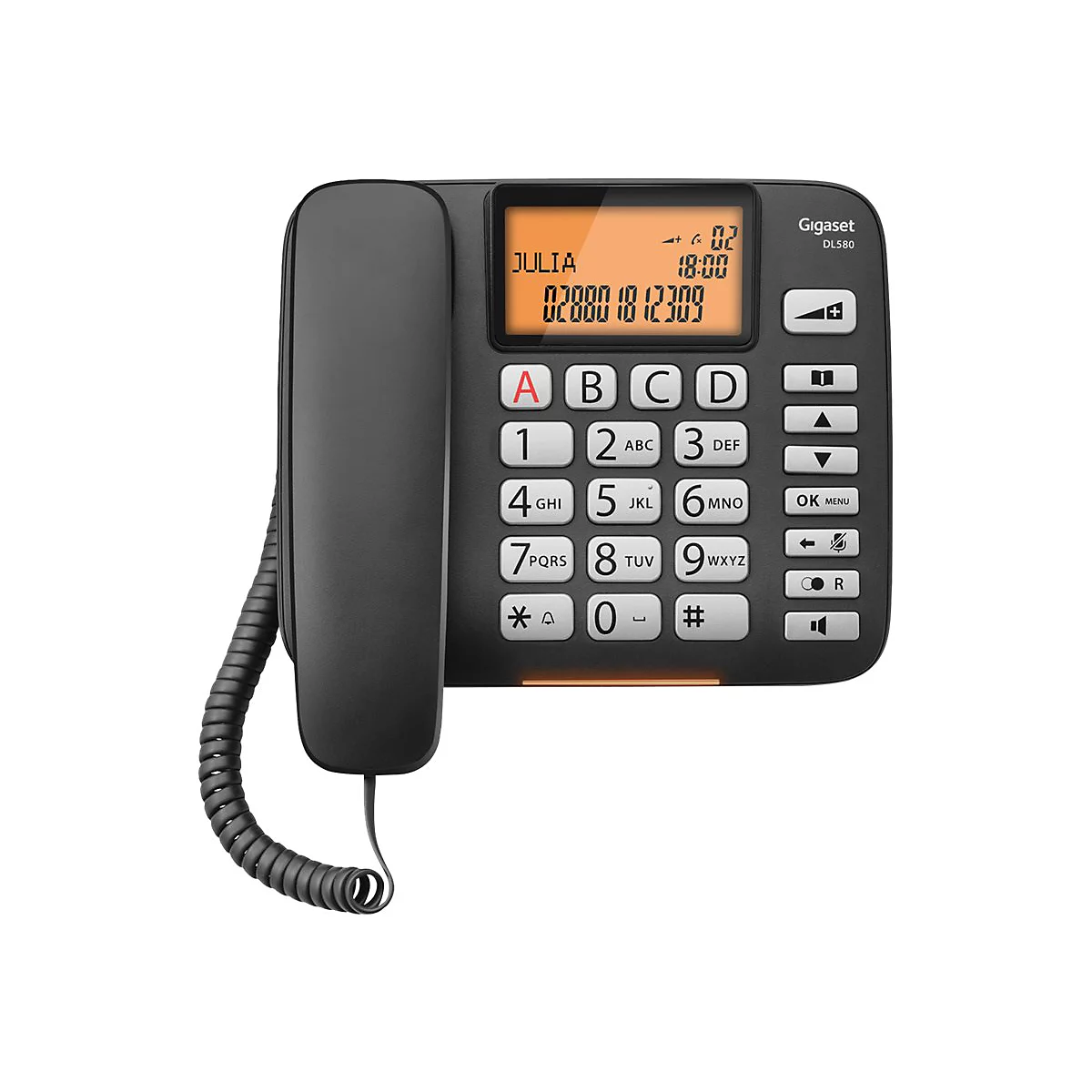 Gigaset DL580 - Telefon mit Schnur mit Rufnummernanzeige - Schwarz