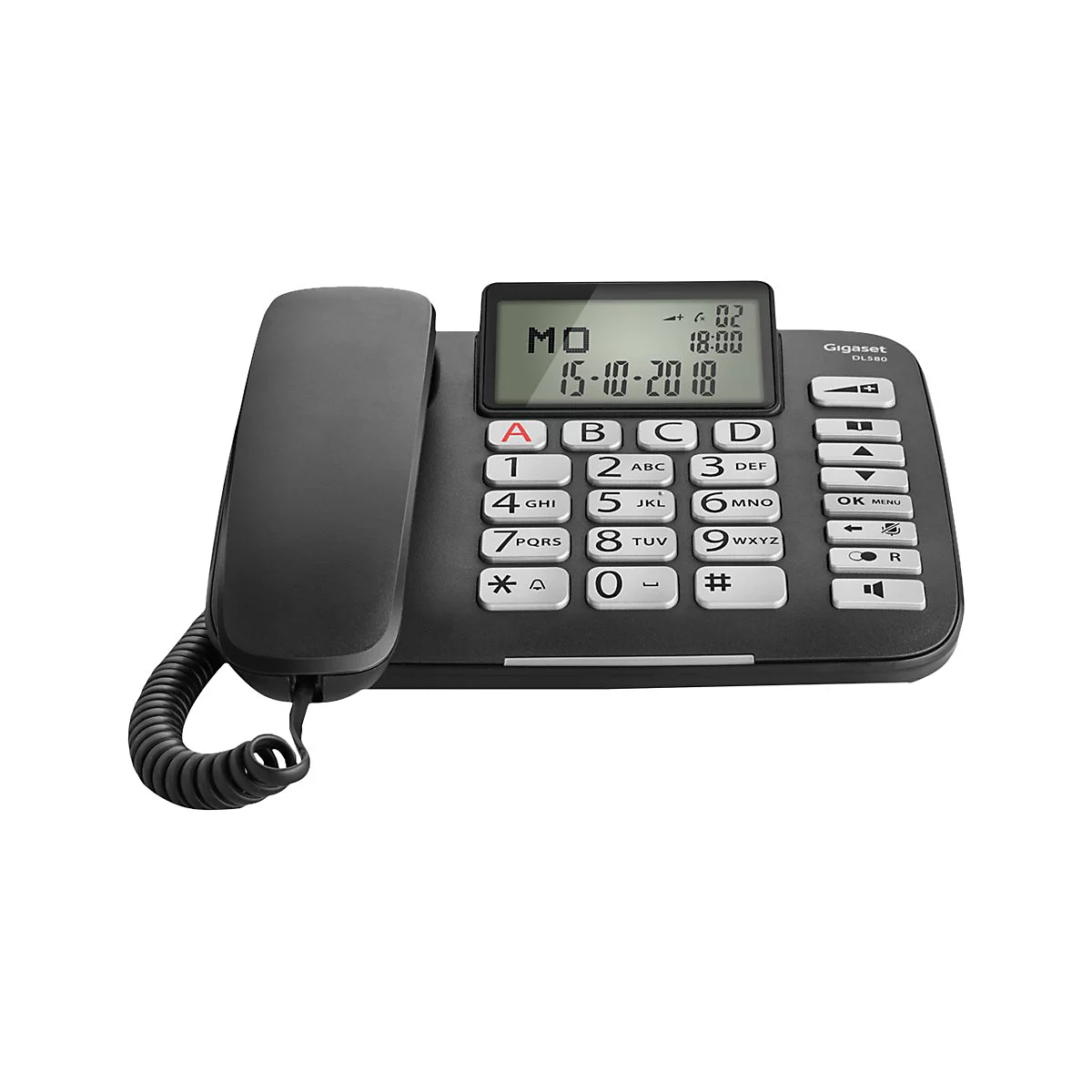 Gigaset DL580 - Telefon mit Schnur mit Rufnummernanzeige - Schwarz