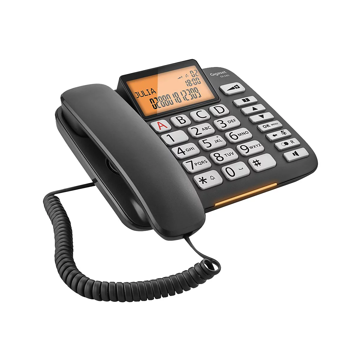 Gigaset DL580 - Telefon mit Schnur mit Rufnummernanzeige - Schwarz