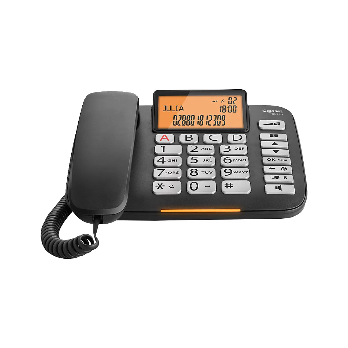 Gigaset DL580 - Telefon mit Schnur mit Rufnummernanzeige - Schwarz