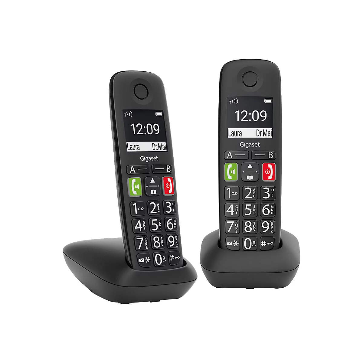 Gigaset E290 Duo - Schnurlostelefon mit Rufnummernanzeige - ECO DECTGAP - Schwarz + zusätzliches Handset