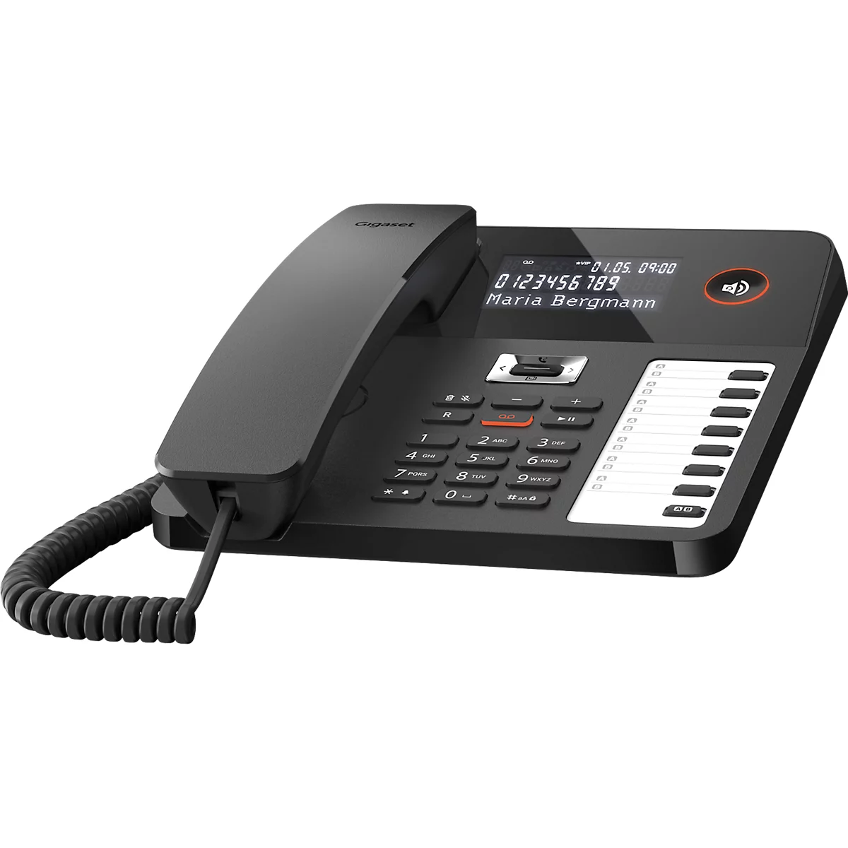 Gigaset Wand- und Tischtelefon DESK 800A, Anrufbeantworter, LCD-Anzeige, schwarz