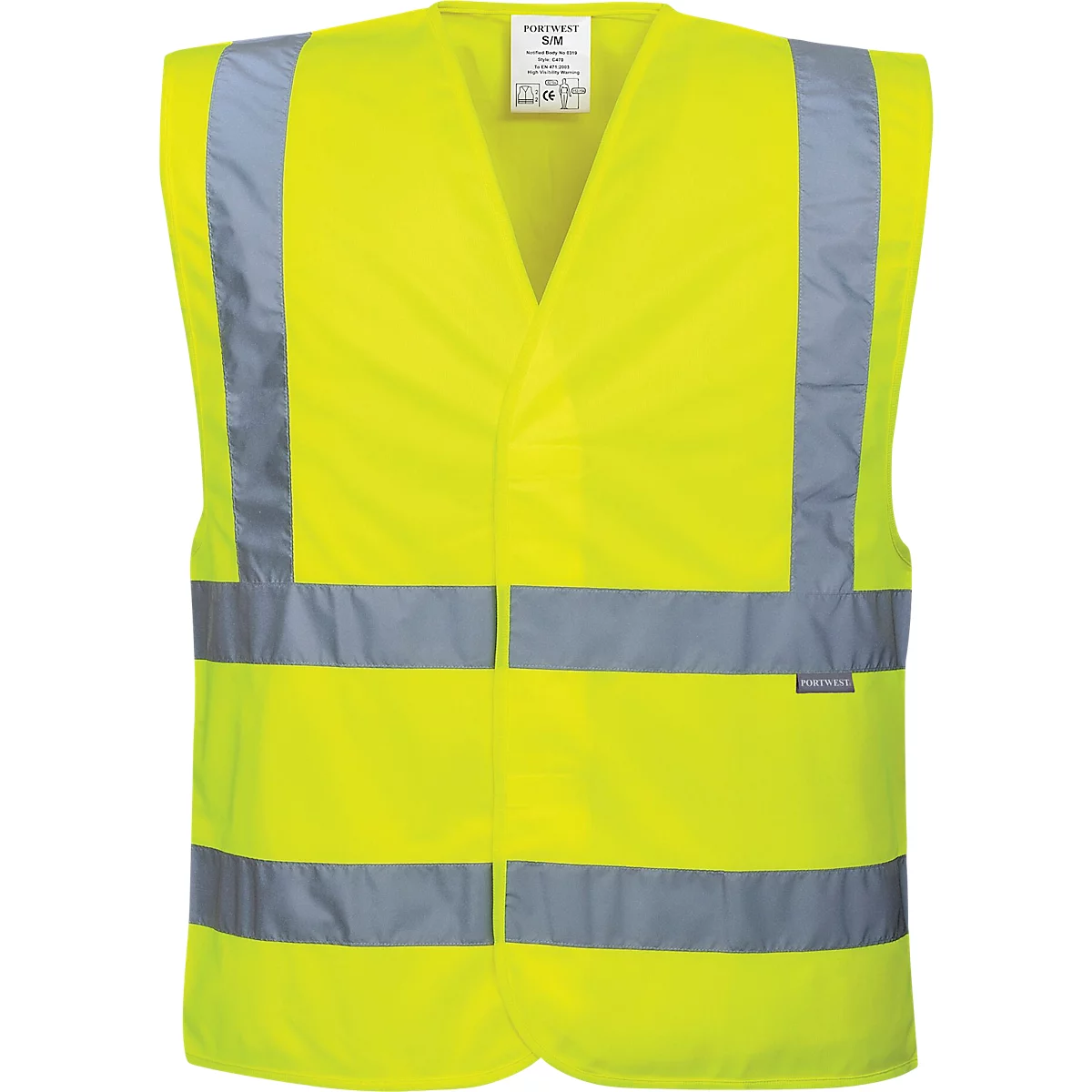 Gilet de sécurité Portwest C470, EN ISO 20471 classe 2, bandes réfléchissantes, taille XL, polyester, jaune